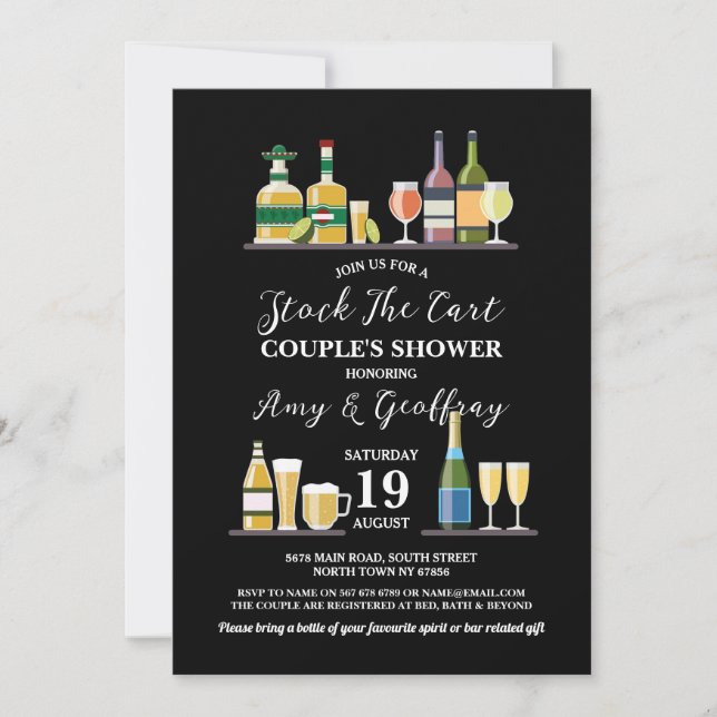 Lagrar: Pub Cart Party Förlovning par Shower Inbjudningar (Framsida)