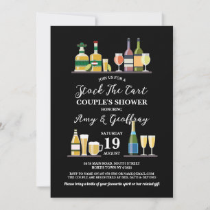 Lagrar: Pub Cart Party Förlovning par Shower Inbjudningar