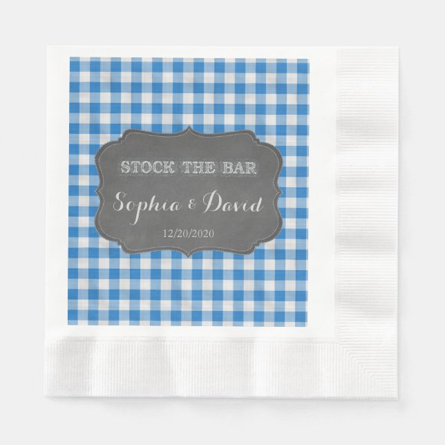 Lagrar: Pub Chalkboard Gingham Par Shower Pappersservett (Framsidan)