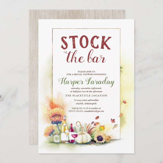 Lagrar, Pub Fall Harvest Pumpkins Möhippa Inbjudningar (Fram/baksida)