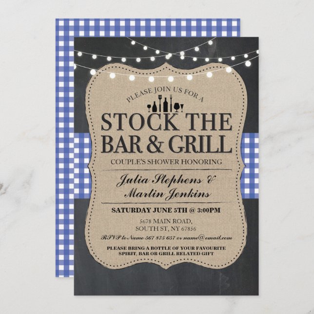 Lagrar Pub och Grill Rustic Förlovningsfest Inbjudningar (Fram/baksida)
