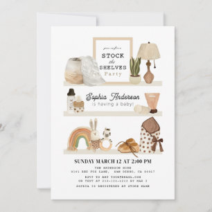Lagrar: Shelves Nursery Boho Baby Shower Inbjudningar