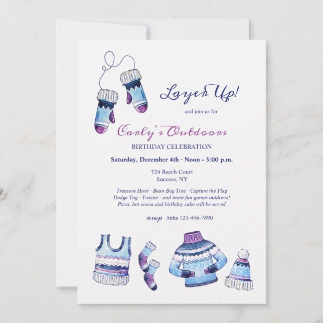 Lagrar upp för Födelsedagsfest för utomhusuppspeln Inbjudningar (Framsida)