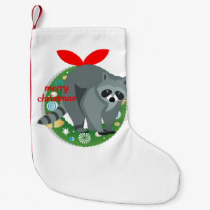 Lagring av god jul rackoon liten julstrumpa