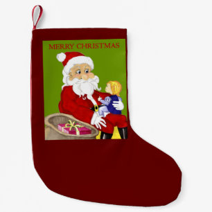 Lagring av julklapp för jultomten och barnen liten julstrumpa