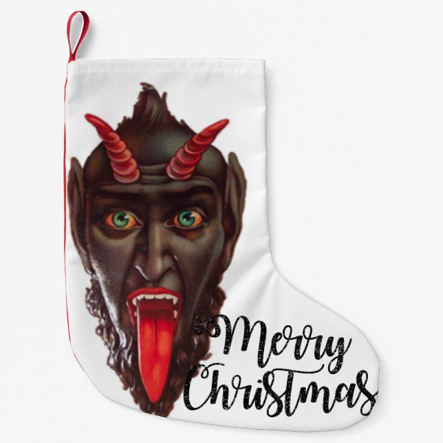 Lagring av krampus god jul liten julstrumpa (Framsidan)
