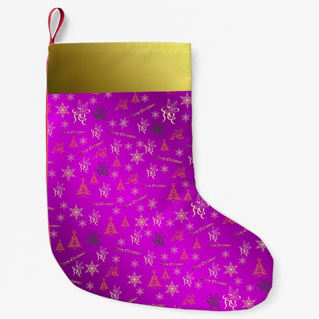 Lagring av rosa och god jul liten julstrumpa (Framsidan)