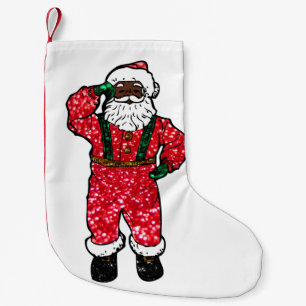 Lagring av svart jultomten julafton i glitter liten julstrumpa