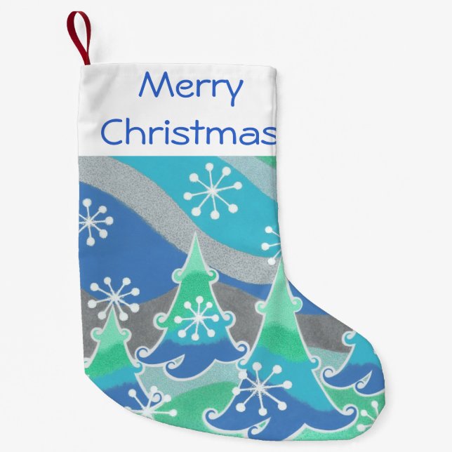 Lagring av Winter Träd God jul Liten Julstrumpa (Framsidan)