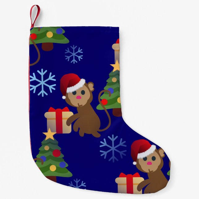 Lagring i julafton av tomtchristmas monkey emoji liten julstrumpa (Framsidan)