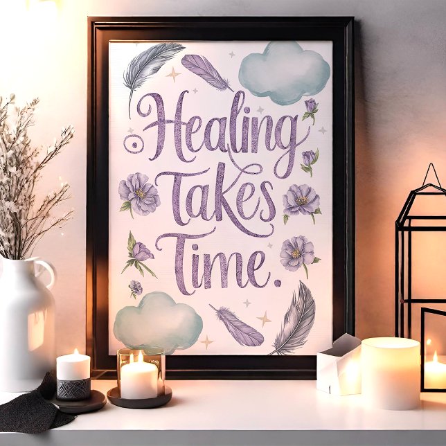 Lagring tar tid Pastel-Blommigt och Feather Art Poster (Skapare uppladdad)