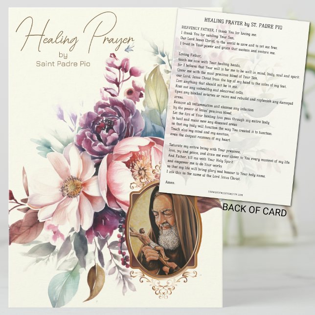 Lagringsbön av Sankt Padre Pio Prayer Card Kort (Skapare uppladdad)