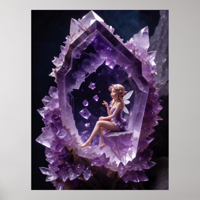 Lagringskristaller Amethyst Fairy Wall Art Poster (Framsidan)