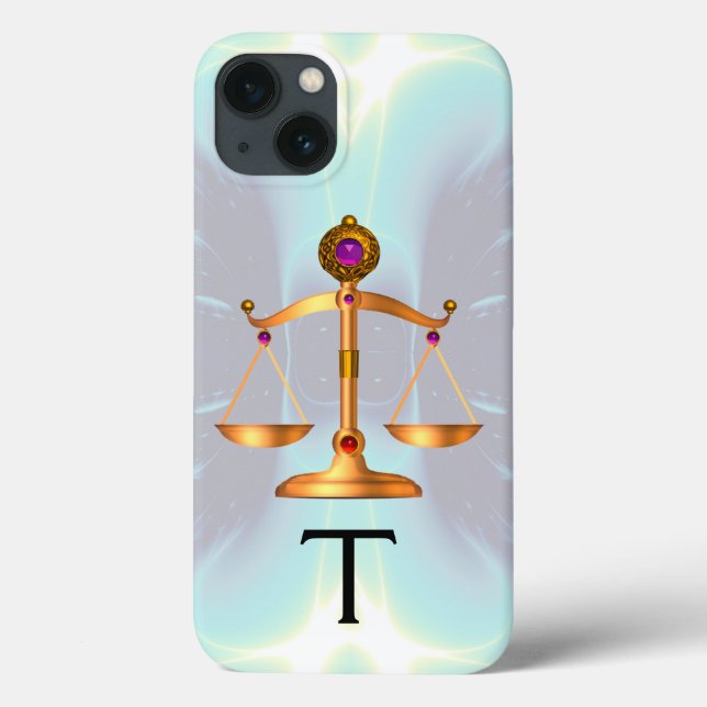LAGSKALER I guld MED GEM-STONES MONOGRAM Teal (Baksida)