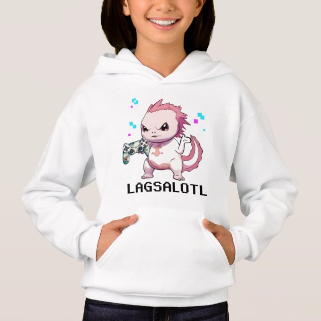 Lagsolotl Gaming Axolotl Girls T Shirt (Framsida)