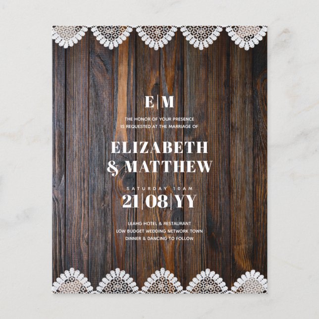 Lägsta Bröllop-FLYERS Rustic Snöre Flygblad (Framsidan)