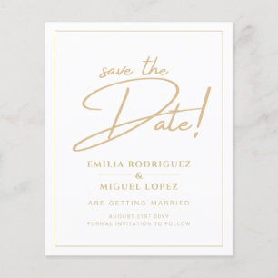 Lägsta BUDGET GULD TEXT Moderna Save The Dates Flygblad