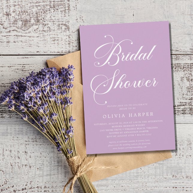 Lägsta klassiska Lavender Lilac-skript Inbjudningar (Skapare uppladdad)