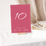 Lägsta Rosa för Magenta i Bröllop Bordsnummer<br><div class="desc">Minimal Rosa för Magenta av skript Bröllop Bröllop Bordsnummer. Imponera elegant på dina gäster i bröllop med det här trendiget fuchsia rosa bröllop bordsnummer med ett vackert rosa skript på magentans rosa. Det här bordsnumret i bröllop har en fantastisk shock rosa, med moderna och minimala vibes, perfekt för ditt enkla,...</div>