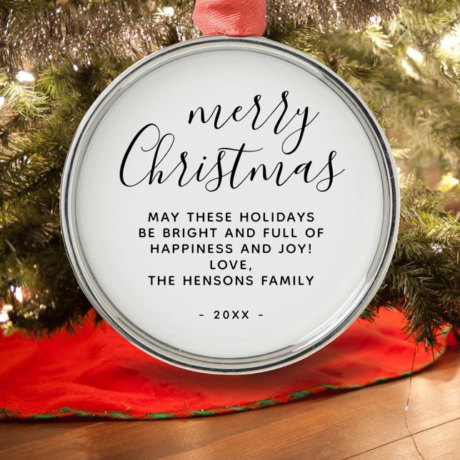 Lägsta skript för svart och vitt God jul Julgransprydnad Metall (Skapare uppladdad)