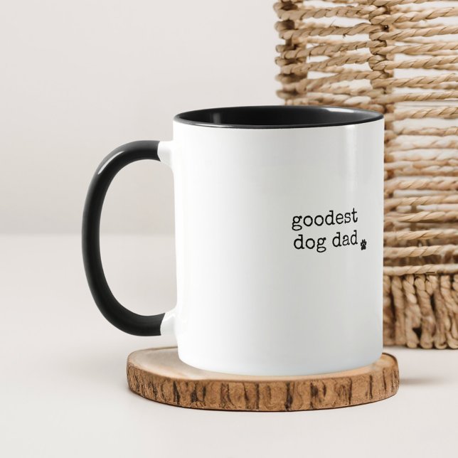 Lägsta skrivmaskin för Pappa-Anpassningsbar med Hu Mugg (Goodest dog dad custom black and white mug)
