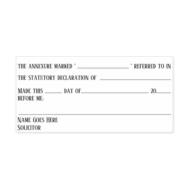 Lagstadgad förklaring om advokats annektering av a självfärgande stämpel (Design)