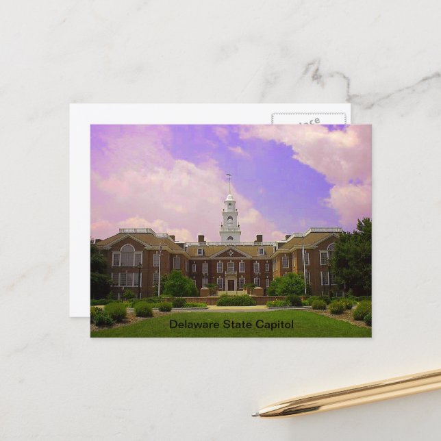 Lagstiftande Hall Delaware State Huvudstad i Dover Vykort (Fram/Back In Situ)
