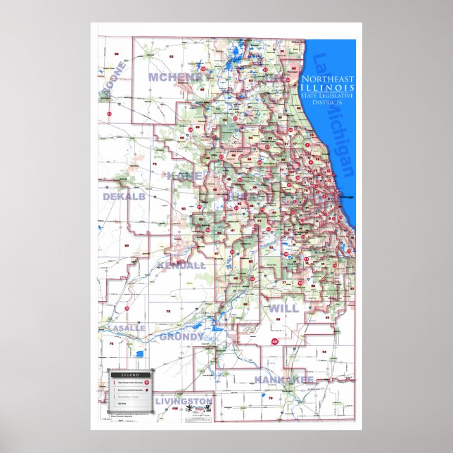 Lagstiftningsdistrikt - Nordost Illinois Poster (Framsidan)