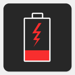 Lågt batteri fyrkantigt klistermärke