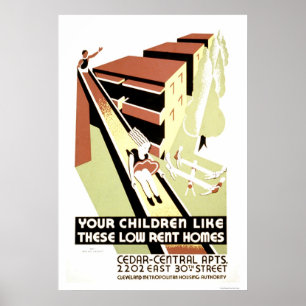 Lågt hyrahem Cleveland 1940 WPA Poster