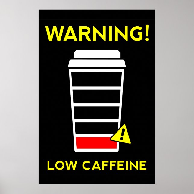 Lågt koffeinbatteri, poster kaffe, svart (Framsidan)