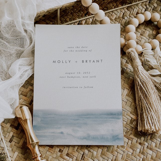 Lågtids minimalistiskt kustnära Bröllop Spara Datumet (Skapare uppladdad)