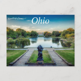 Lagun med staty Cleveland Museum of Art Ohio Vykort