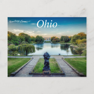 Lagun med staty Cleveland Museum of Art Ohio Vykort