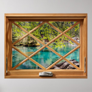Lagun - Sjö Calming Faux Fake Window Poster
