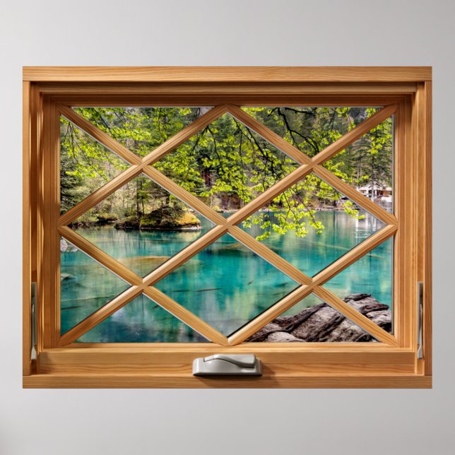 Lagun - Sjö Calming Faux Fake Window Poster (Framsidan)