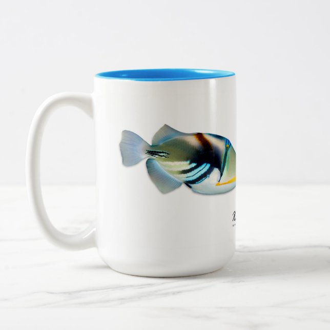 Lagun Triggerfish mugg, Rhinecanthus aculeatus Två-Tonad Mugg (Vänster)