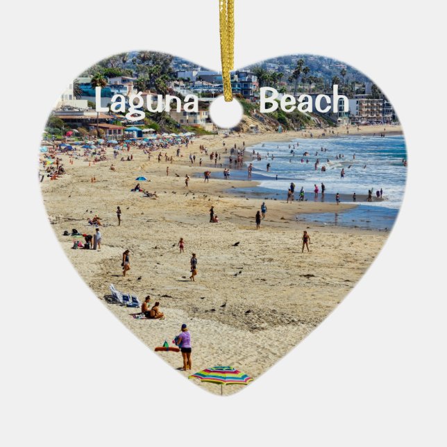 Laguna Beach 2 Sida Helgdag Heart Julgransprydnad Keramik (Framsidan)