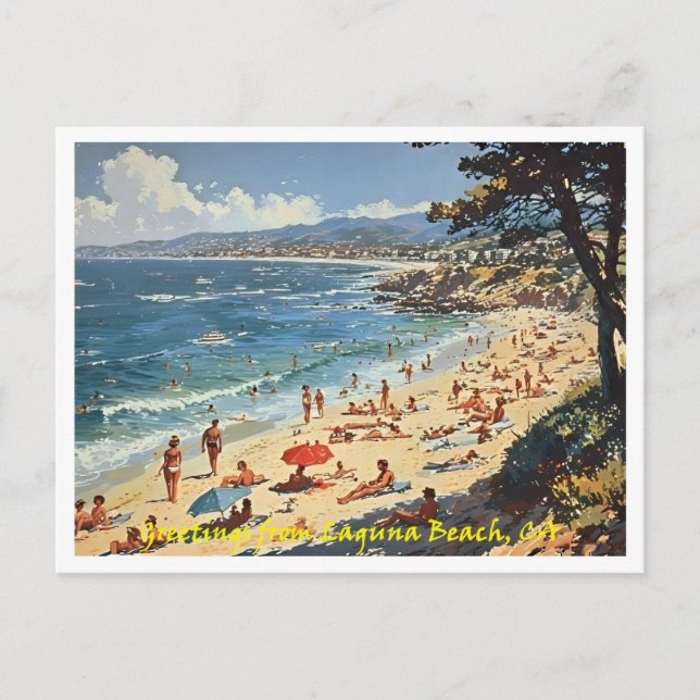 Laguna Beach CA, Hälsning Illustration Vykort (Framsida)