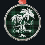 Laguna Beach California Handflatan Träd Grönt Play Julgransprydnad Metall<br><div class="desc">Laguna Beach California Beach Handflatan Träd Grönt  Play Ornament</div>