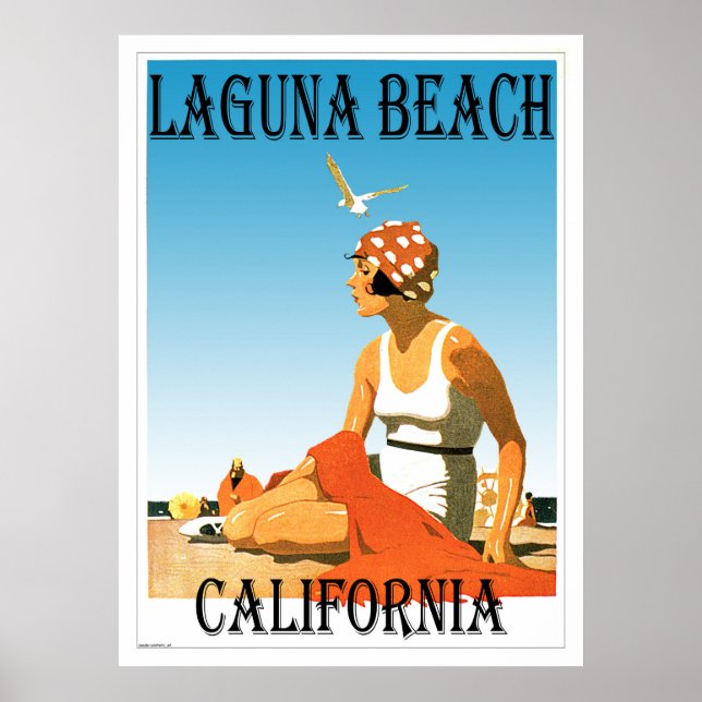 Laguna Beach California Retro Beach 1920s Poster (Framsidan)