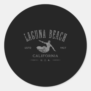 Laguna Beach California Surfa Distress Design Runt Klistermärke