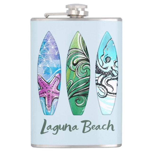 Laguna Beach California Surfbrädor Flask Fickplunta (Framsidan)