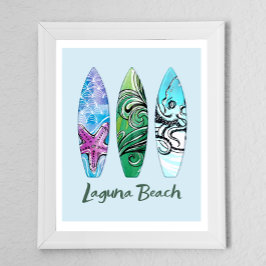 Laguna Beach California Surfbrädor Poster
