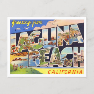 Laguna Beach, California Vintage Big Brev Vykort