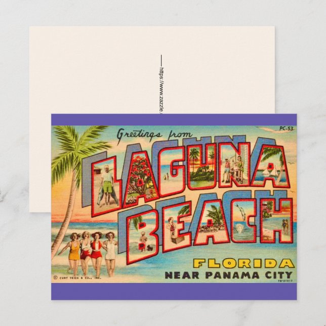 Laguna Beach FL Vintage vykort (Fram/baksida)