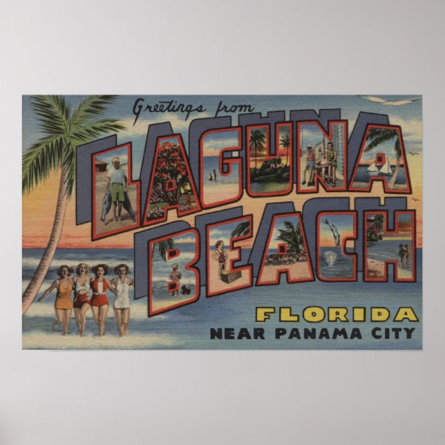 Laguna Beach, Florida - Large Brev Scenes Poster (Framsidan)