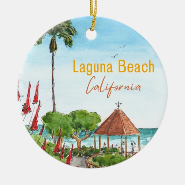 Laguna Beach Heisler Park-ornament Julgransprydnad Keramik (Framsidan)