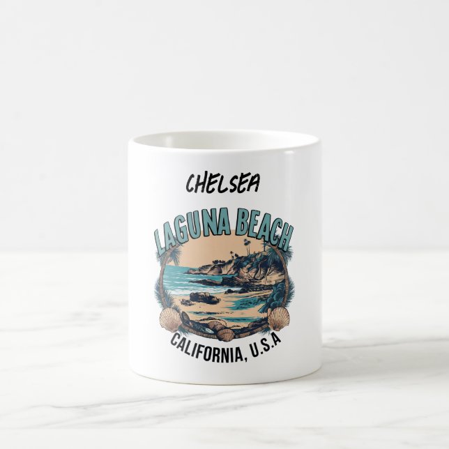 Laguna Beach Retro Vignette Personlig Kaffemugg (Center)