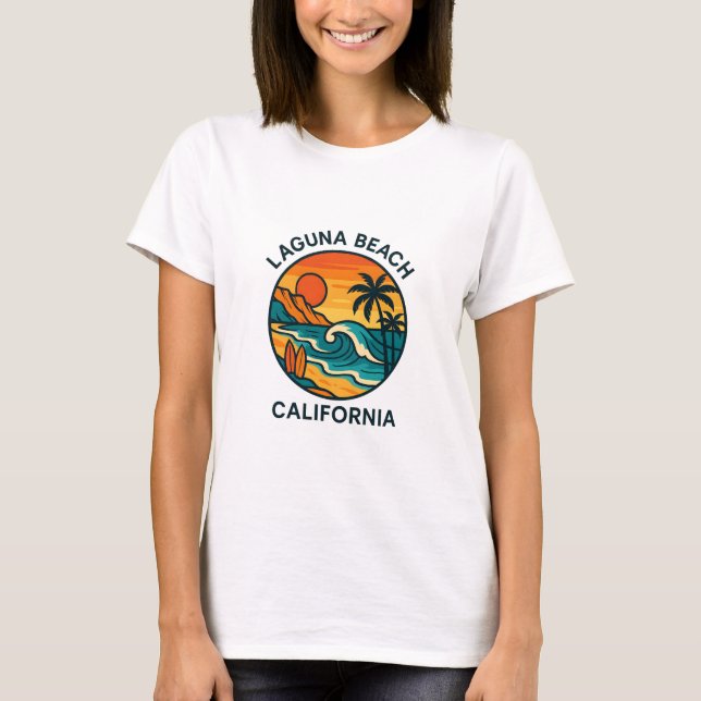 Laguna Beach Sunset Vibes - California Coastline T Shirt (Framsida)
